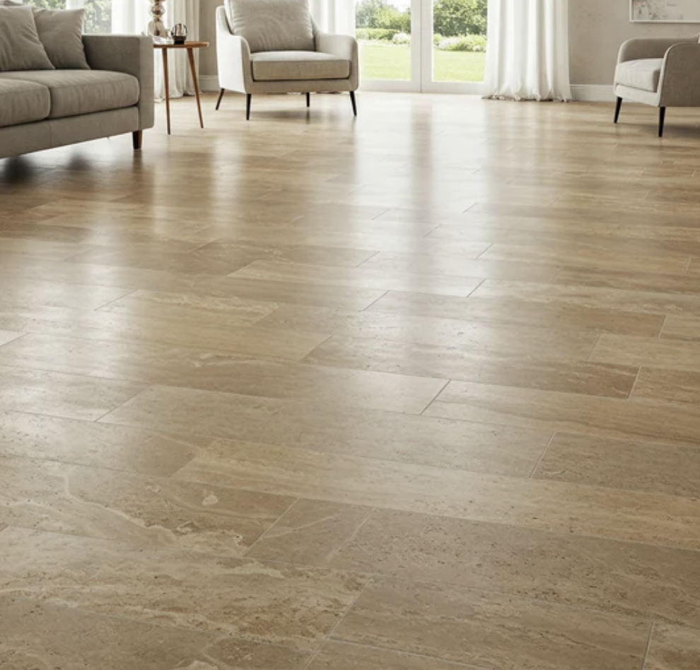 Travertine floor installation